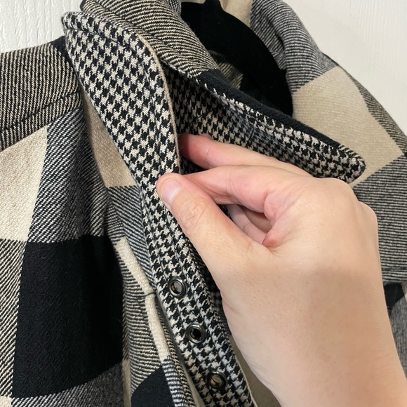 Banana Republic NWT Italian Double-Faced Wool Buffalo Plaid Trench Coat Sz Med P - Picture 5 of 15